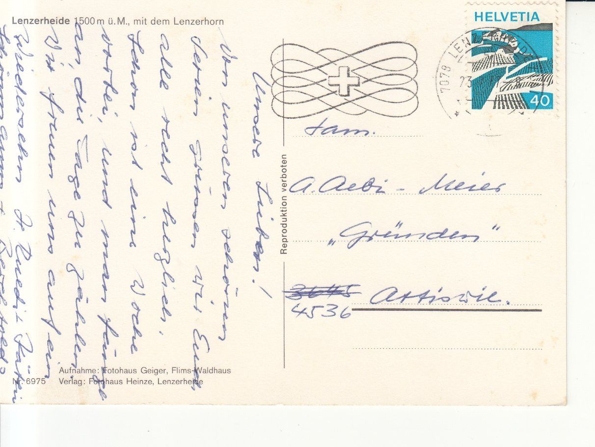 Cartoline postali: Lenzerheide 1977 – Usato da Bürglen TG venduto da StampGraf 1