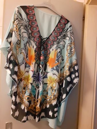 Sommerlicher Kaftan Ethno-Look mit Kettenprint. Gr. XL