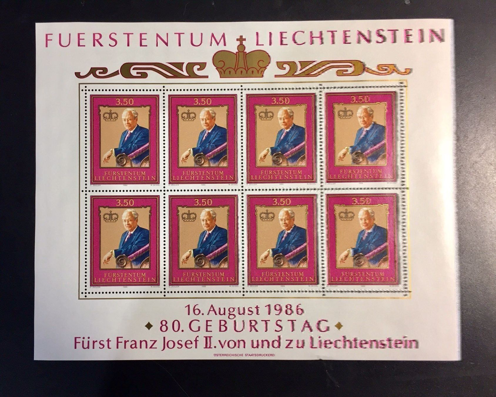 Alle Briefmarken: FL Kleinbogen Franz Jos. II. 1986 ** – Neu (gemäss Beschreibung) aus Lostorf von Spiridon