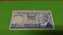 Alte 500 Türkische Lira Banknote - Sammlerstück