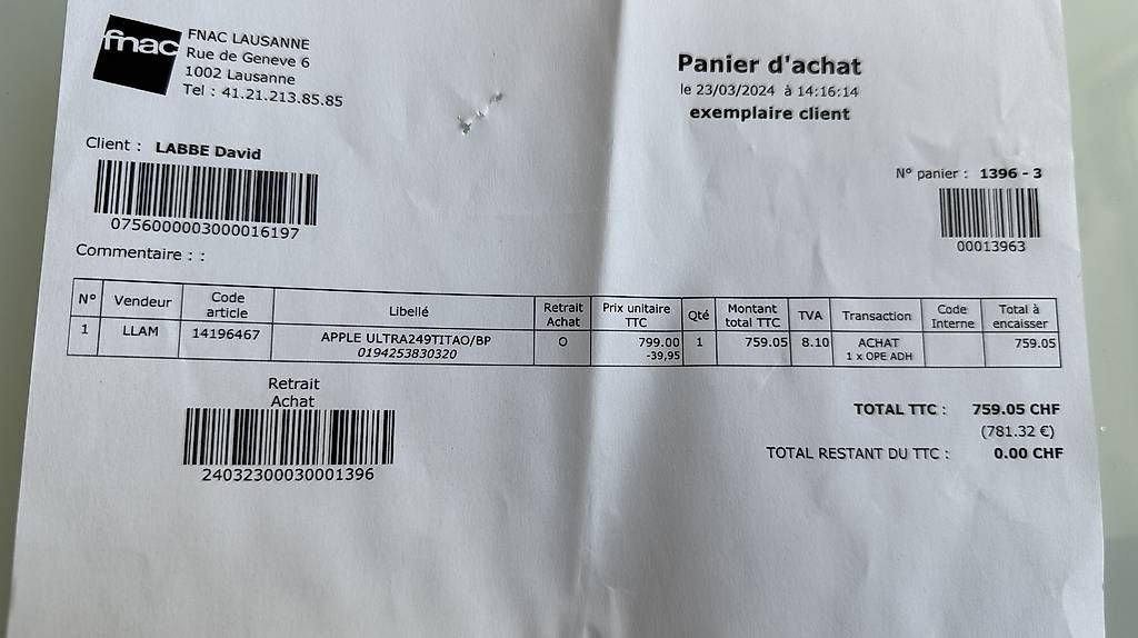 Smartwatch: Apple Watch Ultra 2 49 mm – D'occasion à Epalinges par labozor 2