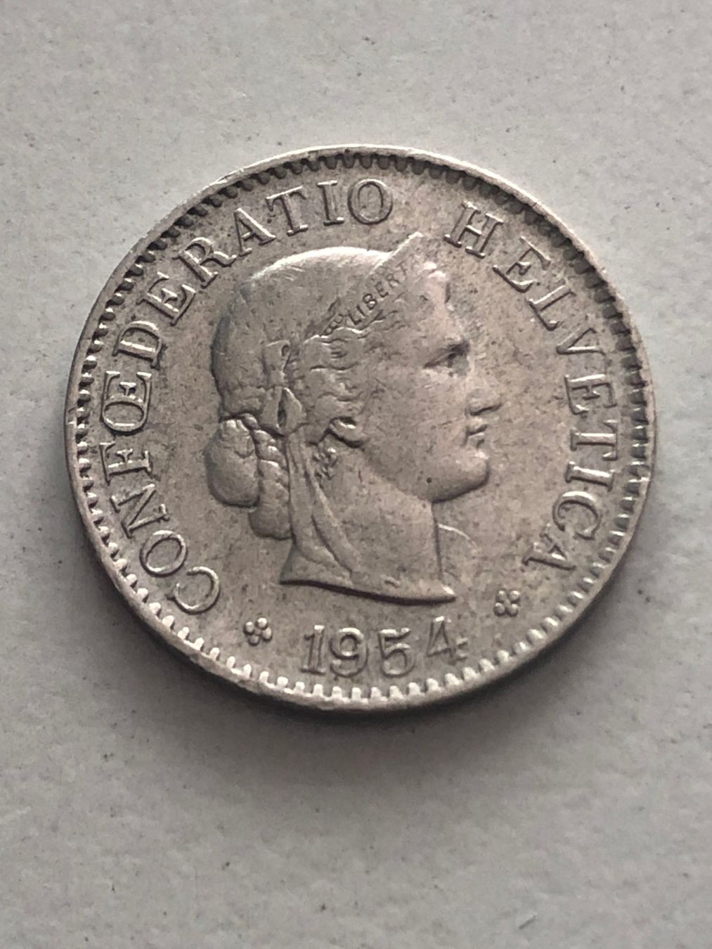 Tutti le monete: Abart 5 Rp. 1954 mit flauer Prägung – Usato da Schötz venduto da Odpa 2