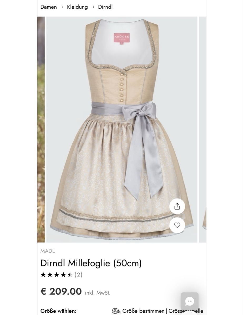 Costumi: Dirndl Millefogle (50cm) beige – Usato da Bern venduto da tar_nt8s 2