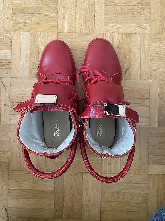 Damenschuhe: Rote Leder Plateauschuhe – Gebraucht aus Laufen von Looc_ 1