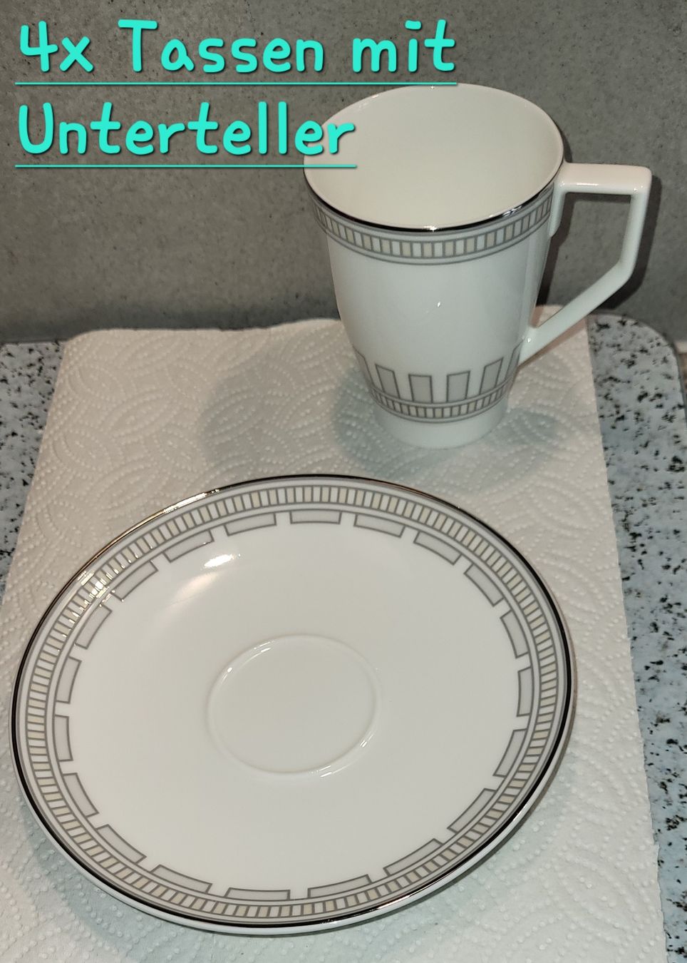 Villeroy & Boch Set di piatti: Villeroy & Boch Geschirrset mit Platin Rand – Nuovo e nell'imballaggio originale da Riehen venduto da roma25SA 5