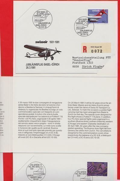 Tutti i francobolli: 1981  5  Teiliges Set mit 5 Spezial Flügen – Nuovo (secondo la descrizione) da Adliswil venduto da Aenti 5