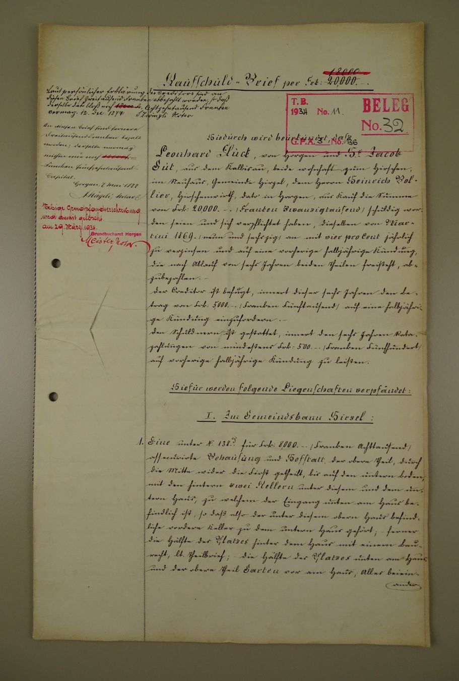 Dokumente: NOTARIAT HORGEN KAUFSCHULD-BRIEF 1870 – Gebraucht aus Grüningen von Kartensammler