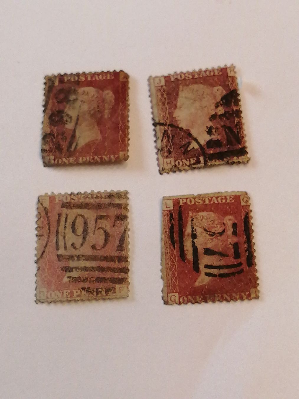 Tutti i francobolli: 4mal One Penny Reds 1864 bis 81 – Usato da Happerswil venduto da tschergi
