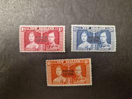 3 Neuseeland Marken "Cook Is'ds." 1937
