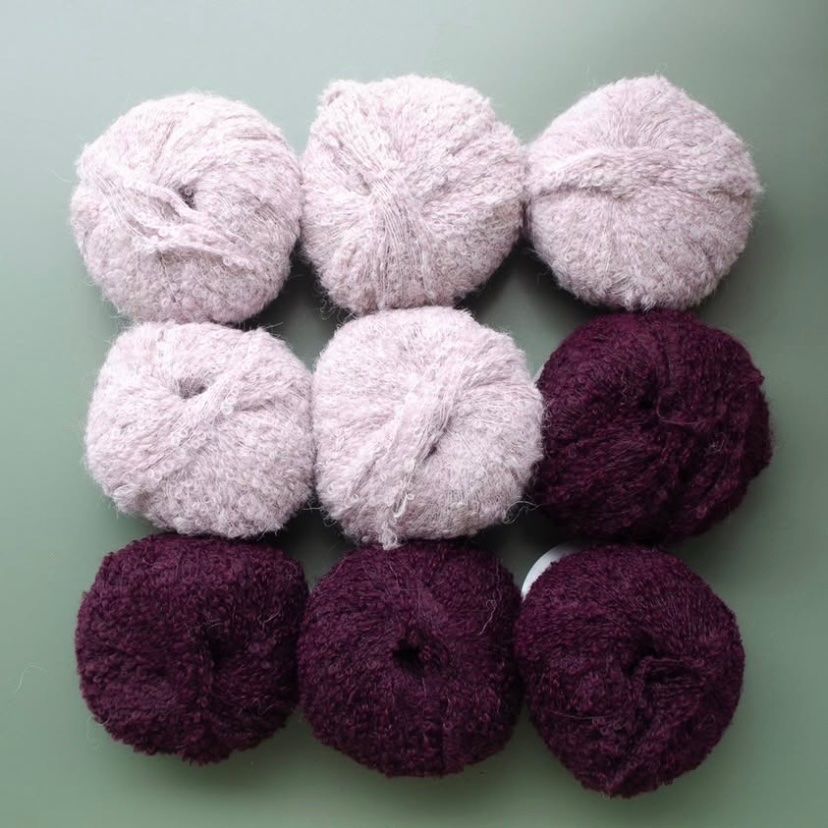 Lana: Alpaka Bouclé Garne - Bordeaux & Rosa – Nuovo e nell'imballaggio originale da Ostermundigen venduto da asi_jqt5