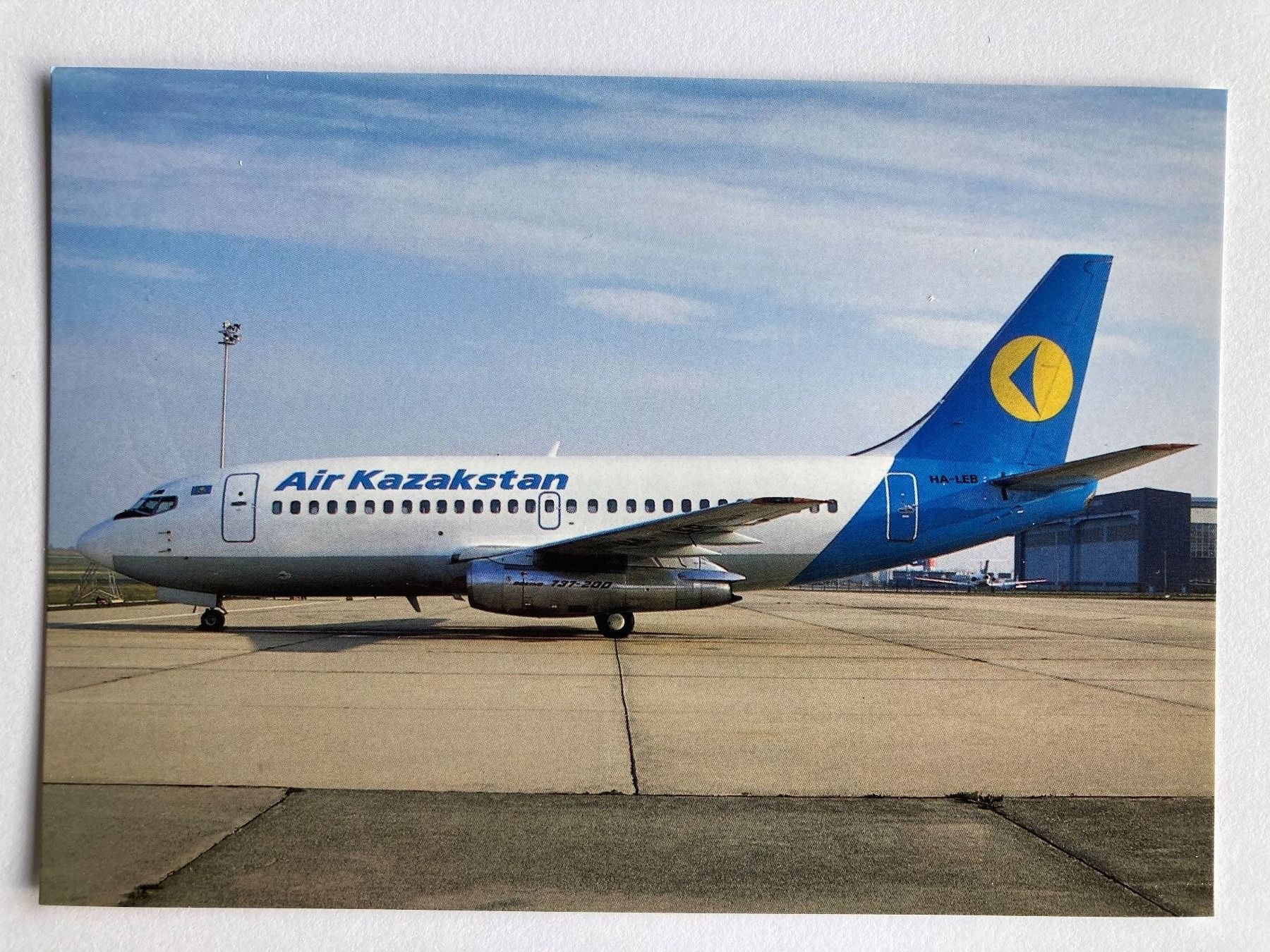 Cartoline postali: Postcard B-737-2-MB Air Kazakstan – Usato da Lugano venduto da sel_x7bg
