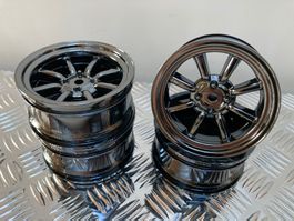 RC Felgensatz 1:10 «Vintage 8-Spoke Schwarz-Glanz» 26mm NEU!