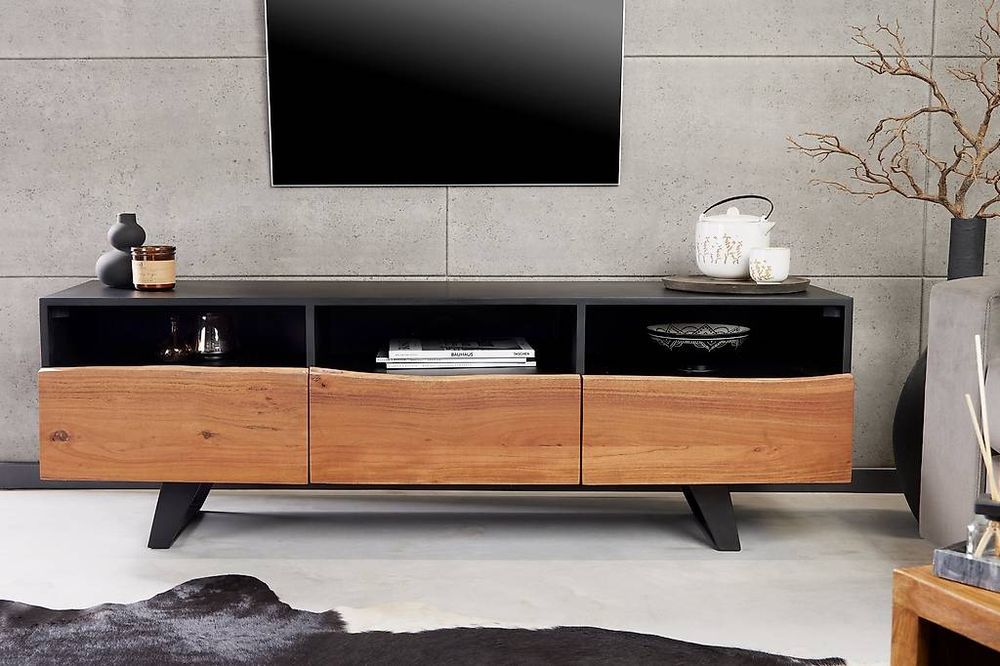 TV Möbel Baumkante Akazienholz natur 140 1