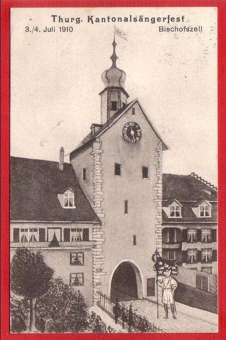 Cartoline postali: BISCHOFSZELL, LICHTDRUCK 1910 – Usato da Grüningen venduto da Kartenlaube