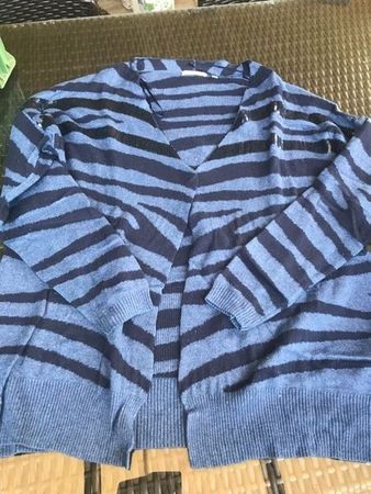 Damen Cardigan blau gestreift XL
