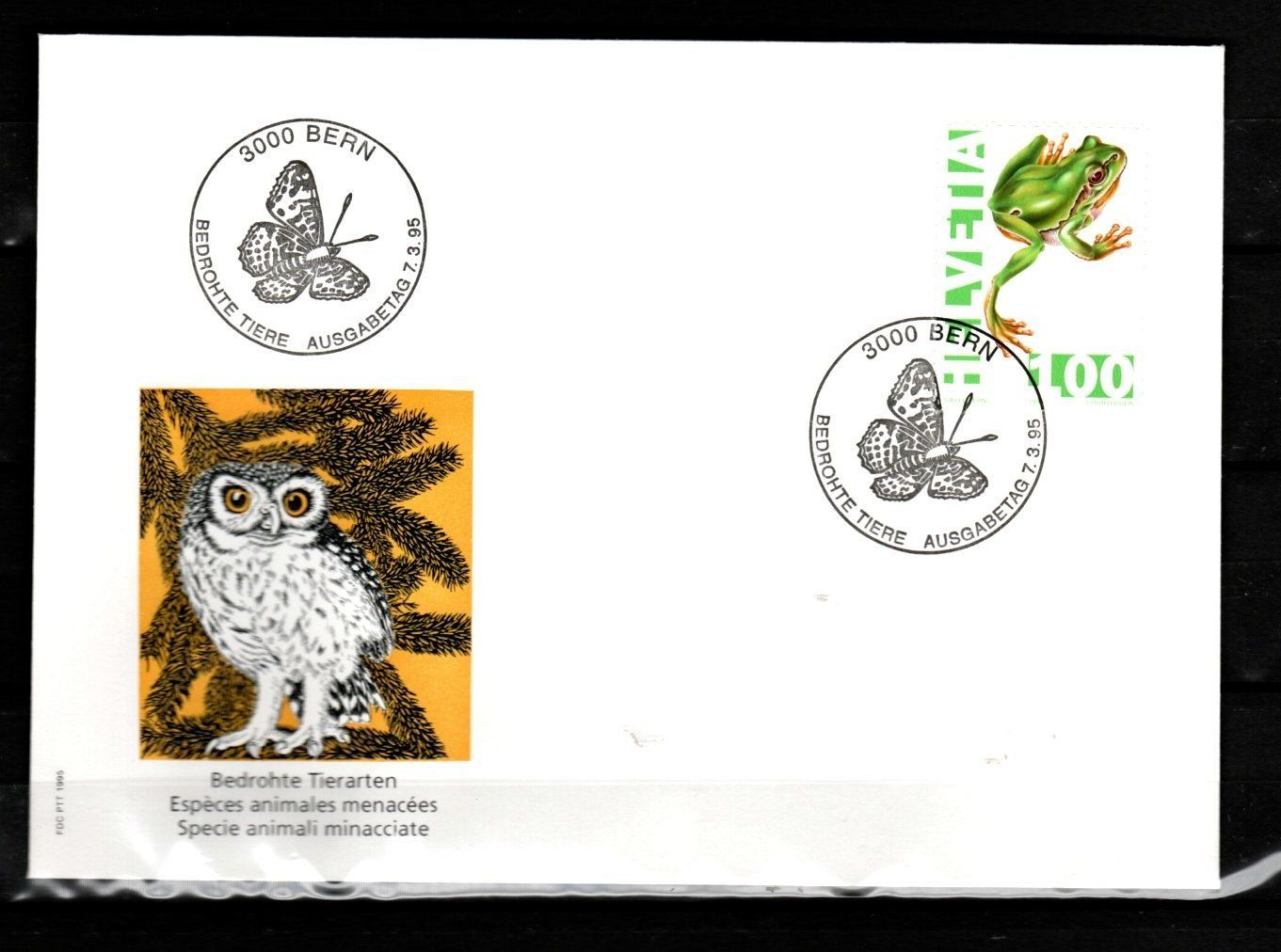 Tutti i francobolli: 1995 - Bedrohte Tiere / Laubfrosch – Usato da Schaffhausen venduto da poststamp