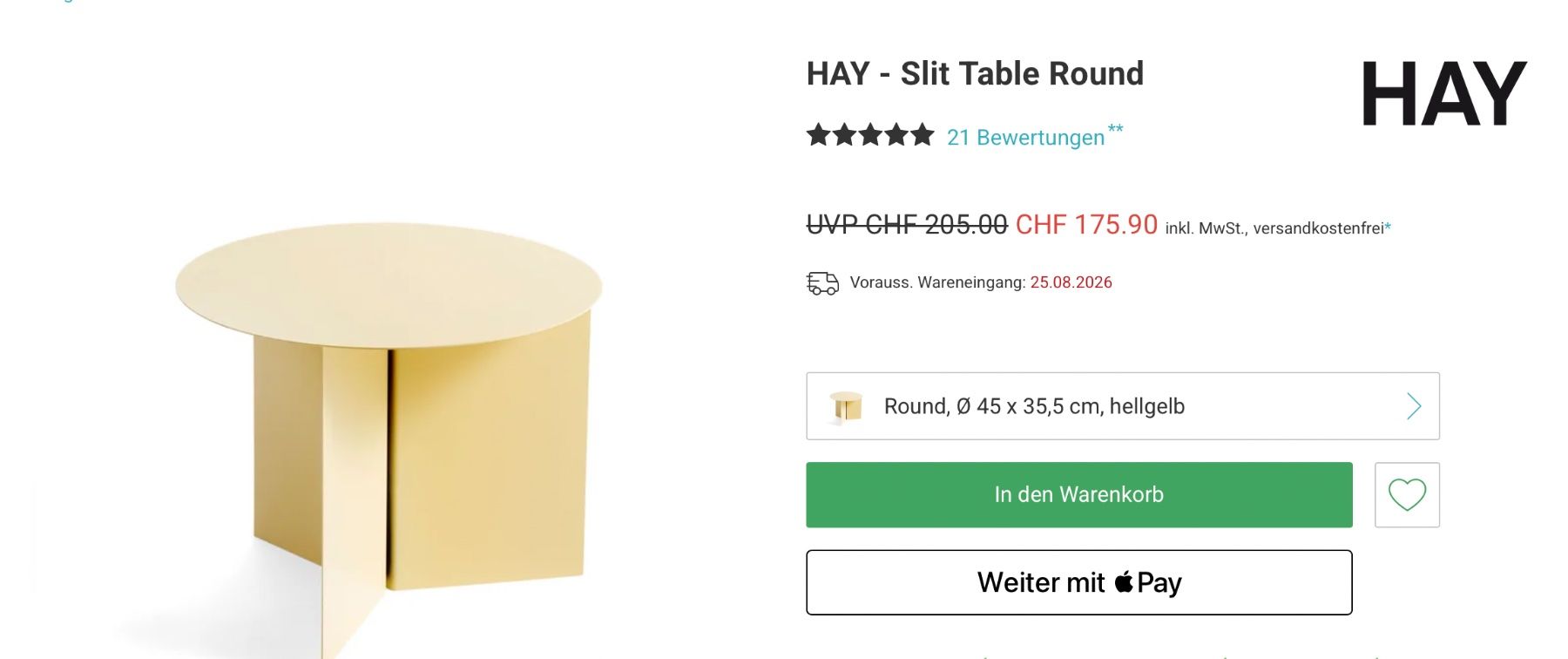 Hay Tavoli: Slit Table Round von HAY – Usato da Zürich venduto da wid_d7kr 4