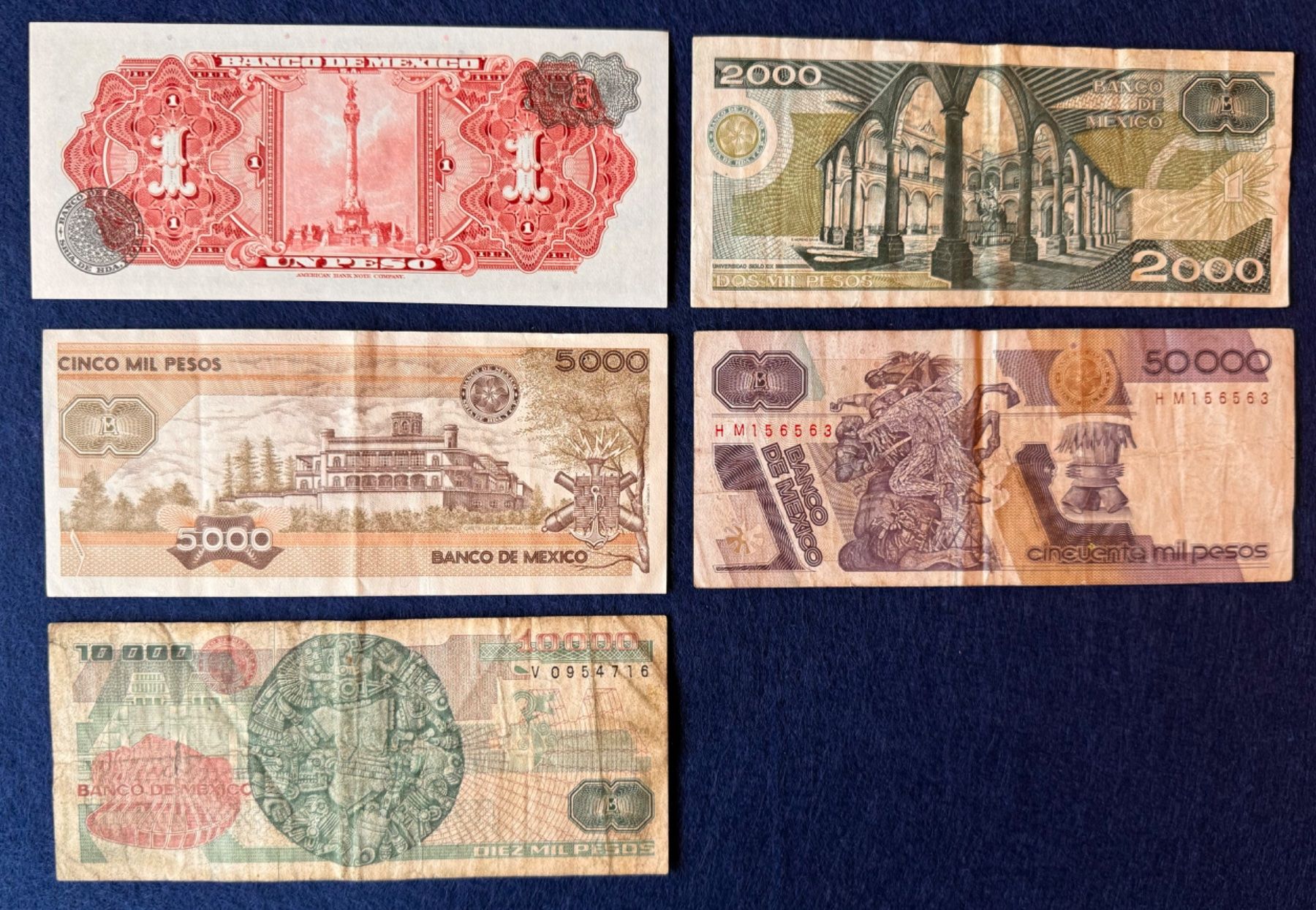 Banconote: 5 schöne Banknoten Mexico ab 1981 – Usato da Andwil SG venduto da Ariisa1234 5