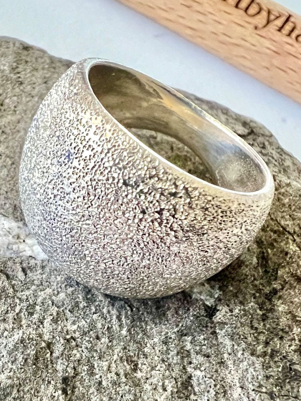 Anelli: Massiver 925 Silber Designer Ring Eisstruktur G54 – Usato da Ruswil venduto da artbyhand