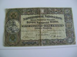 5 Franken Banknote 1952, gefalten