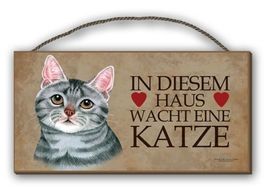 Holzmagnet-HAUS WACHT KATZE