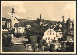 AK Sursee, Strassenpartie mit Kirche
