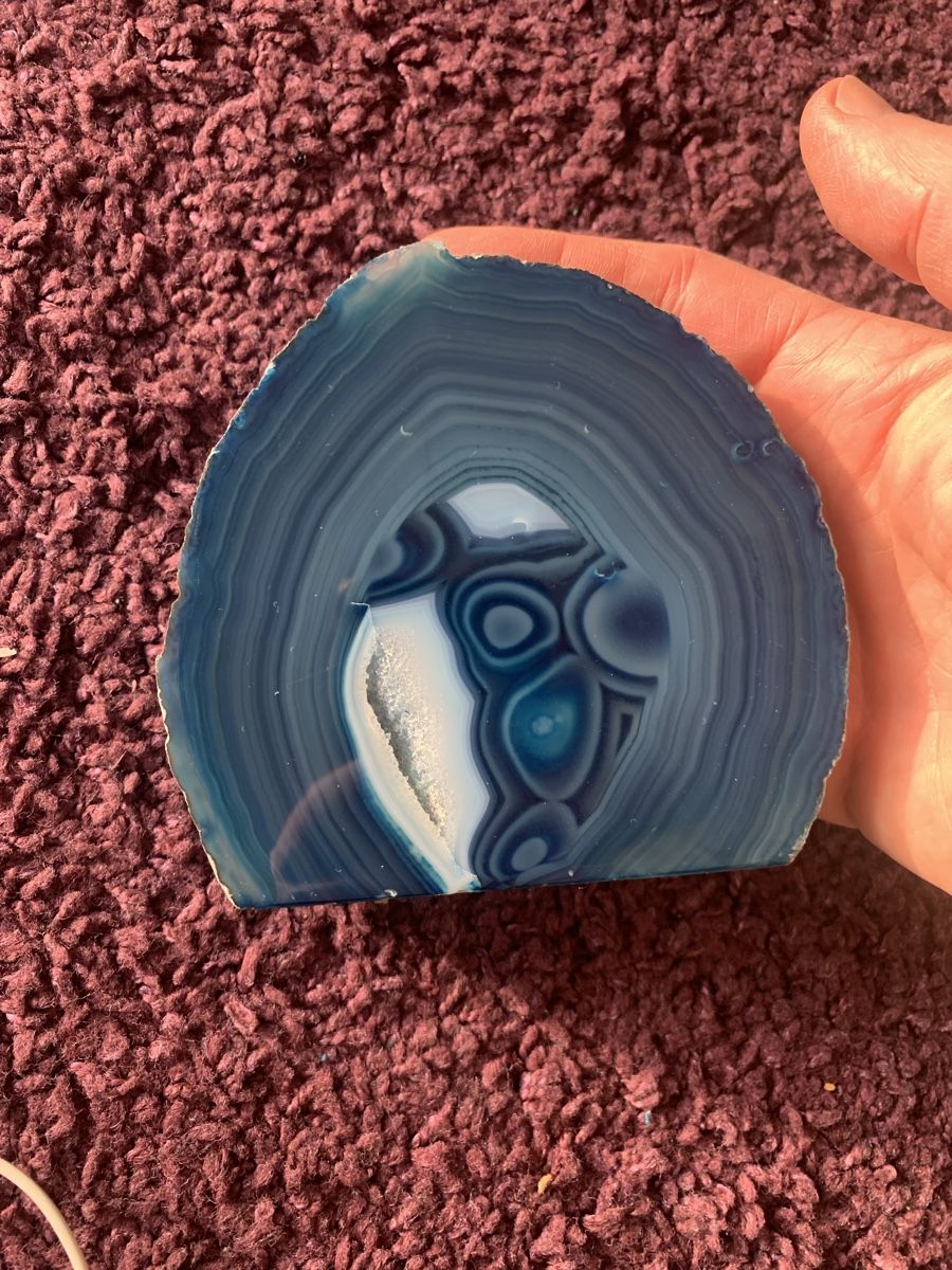 Minerali & Pietre curative: Blaue Achat Stein / Scheibe mit Druse – Usato da Lyss venduto da nekoreh