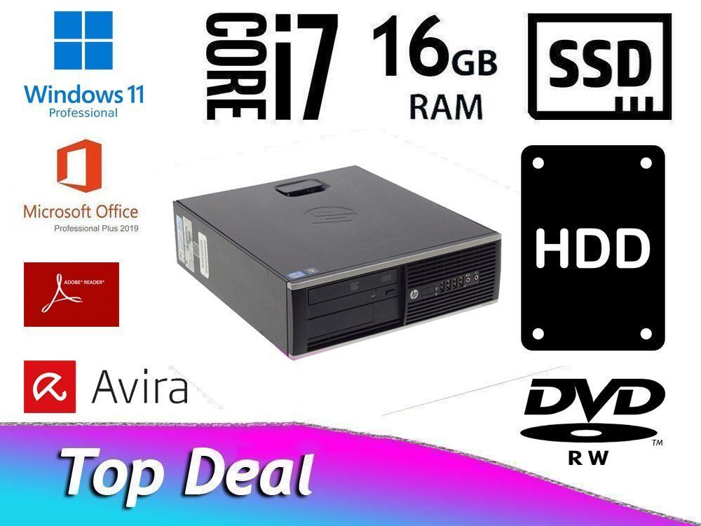 HP Compaq "Office-Professional" PC / i7 / 16 GB RAM / SSD 1