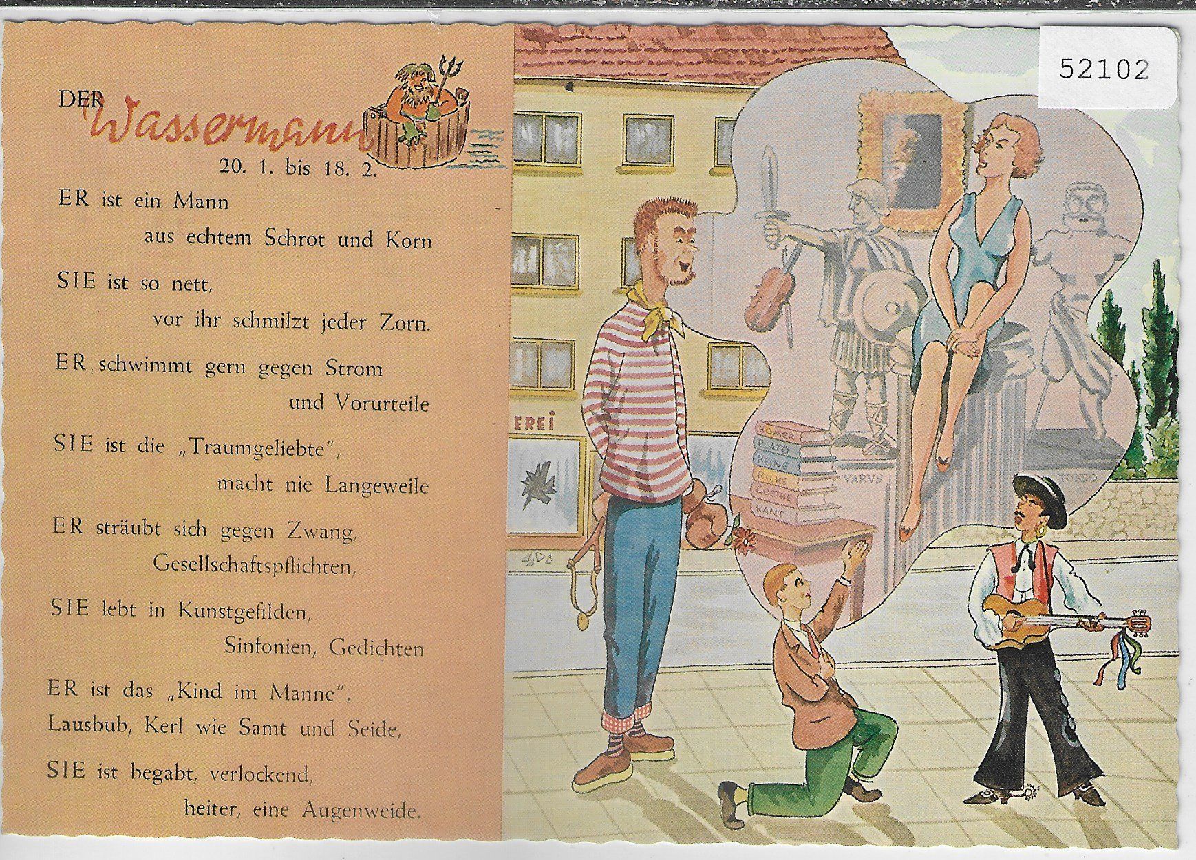 Cartoline postali: Humor - Horoskop - Der Wassermann – Usato da Ettingen venduto da Kartenplanet