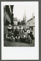 AK sw Erinnerungskarte Trachtenfest  Kostümball ? ≈1950 
