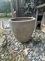 Large concrete planter pot, light grey, textured finish