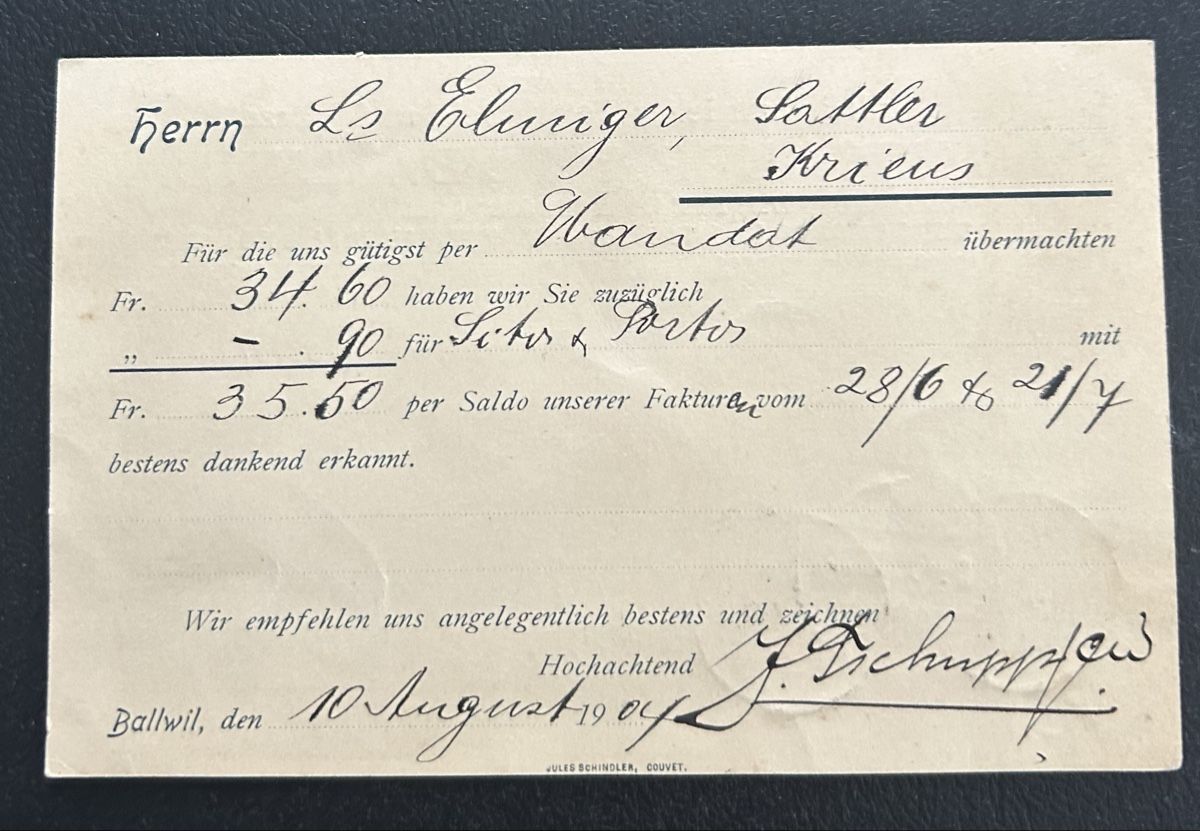 Ansichtskarten: Postkarte mit Werbung Ballwil  – Gebraucht aus Horw von Tellbub 1