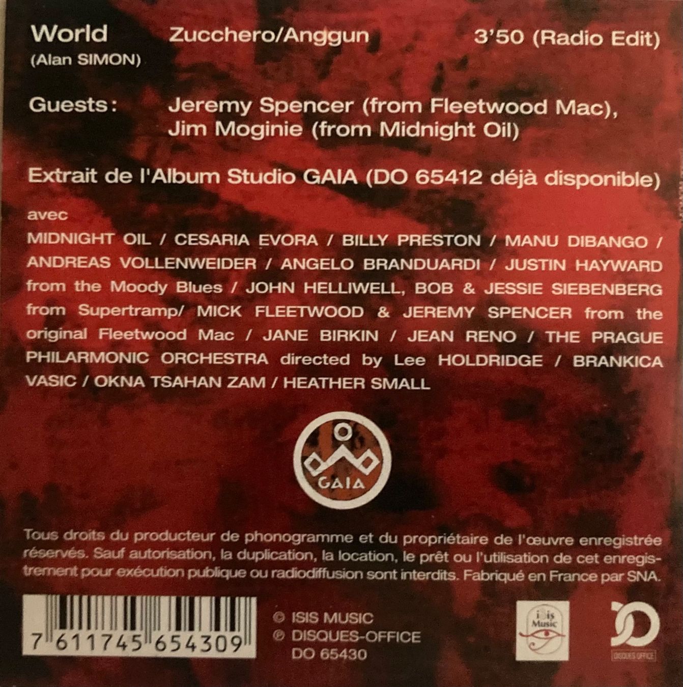 CD: ZUCCHERO / ANGGUN - WORLD – Usato da Poliez-Pittet venduto da Newtown-Records 1