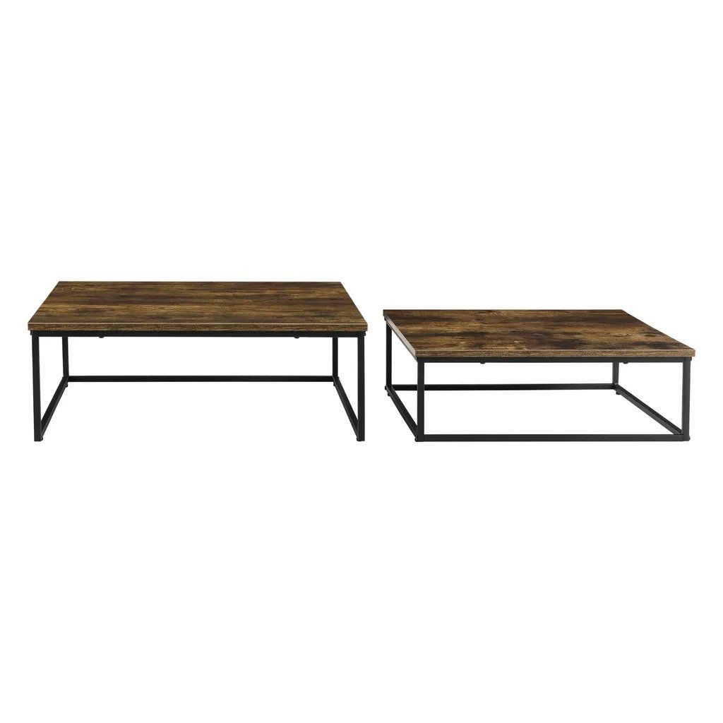 Tische: Couchtischset 2er Set - Stahlgestell Dunkler Holzton – Neu und originalverpackt aus Winterthur von aredo 3