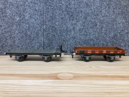 2er Set Buco 0 Rungenwagen 8664 (ohne Rungen) und Flachwagen