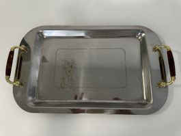 Vintage INOXPRAN Serviertablett Italien 24Kt vergoldet 80er