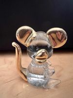 Glasmaus Gold Deko Maus Figur vergoldet Vintage
