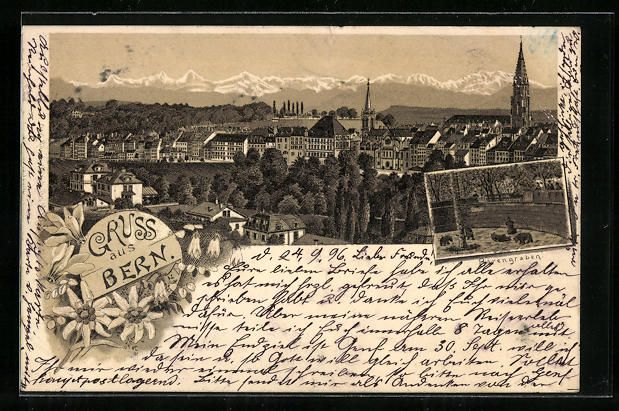 Cartoline postali: Litho Bern, Totalansicht, Bärengraben – Usato da Berlin venduto da bartko-reher