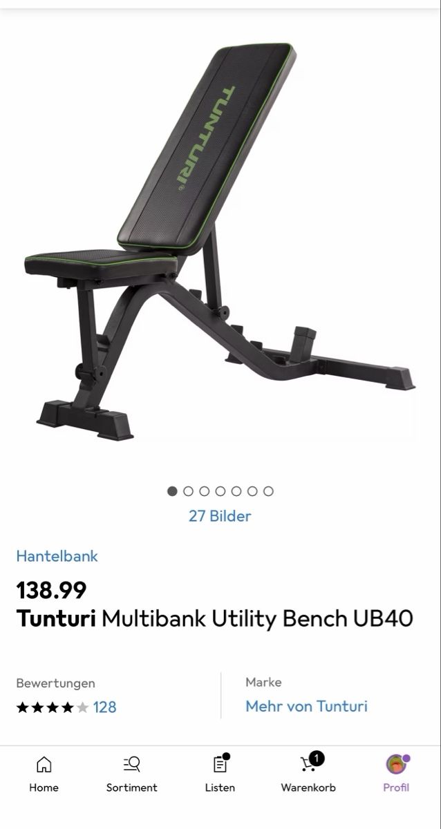 Hometrainer: Tunturi Multibank Utility Bench UB40 Hantelbank – Neu (gemäss Beschreibung) aus Greppen von thezone84