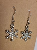 Silberfarbige Schneeflocken Ohrringe Modeschmuck Geschenk