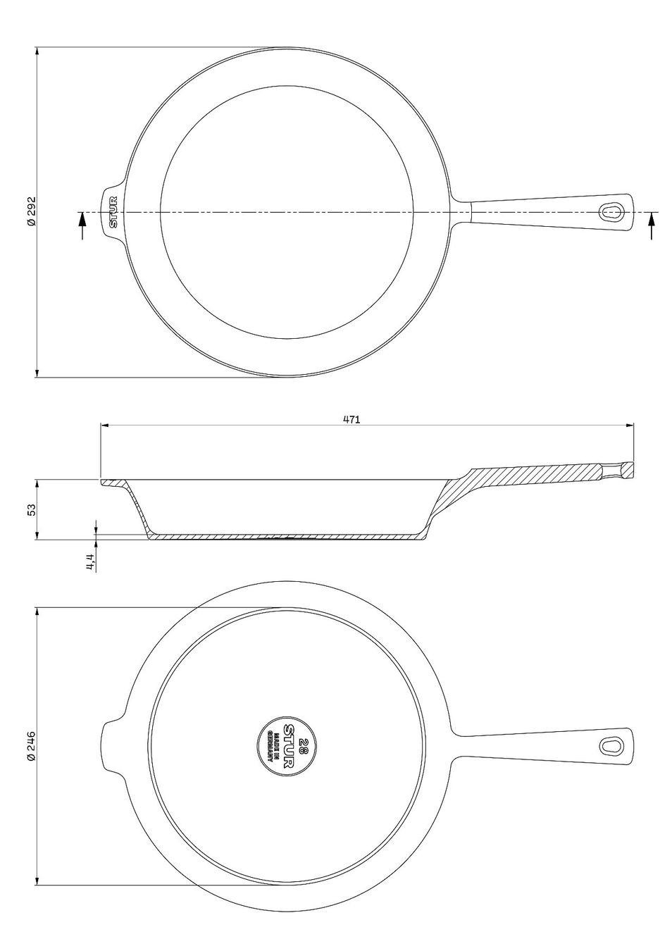 Padelle: STUR Gusseisenpfanne 28 cm – Usato da Winterthur venduto da g4b1nagy 4