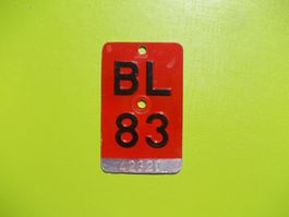 Velonummer / Fahrradnummer  BL 83