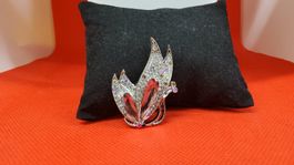 Vintage Brosche, Silberfarben mit Strass, Top Zustand!