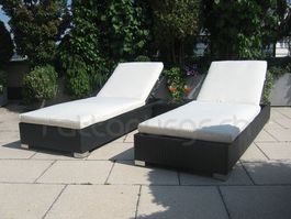 Designer Rattanliege Set "Cannes" - 5tlg - schwarz NEU + OVP