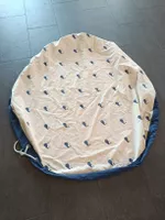 Spielzeugsack Spielmatte Wal Design blau beige rund