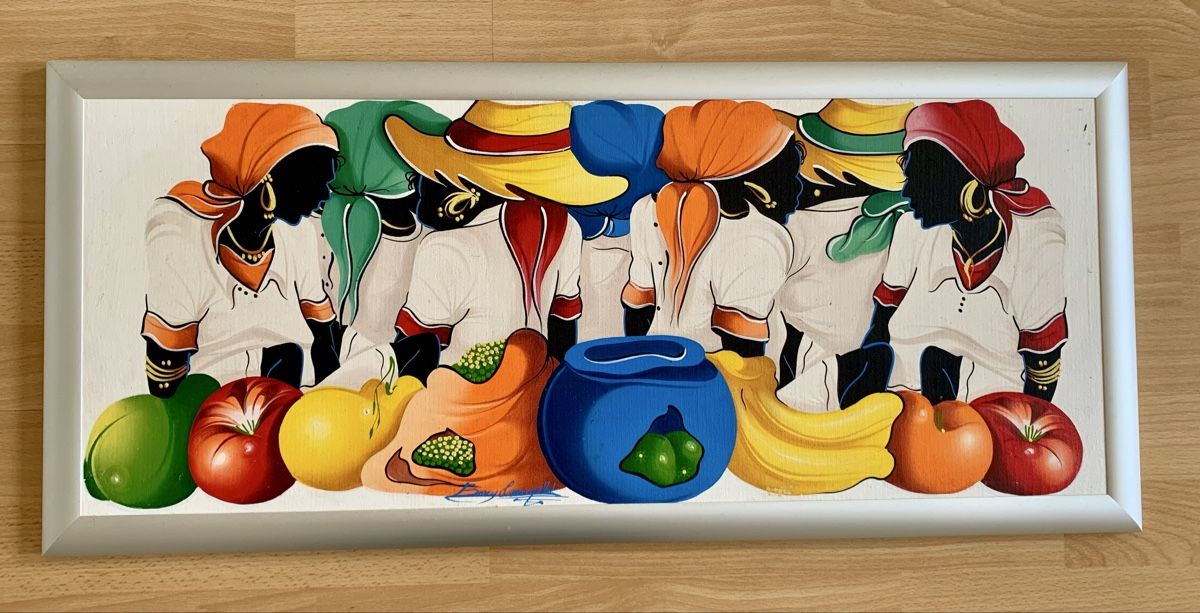 Gemälde: Tableau africain encadré, couleurs vives – Gebraucht aus Biel/Bienne von granitod