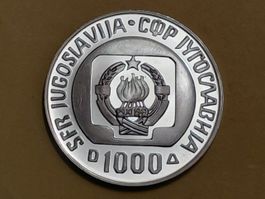Jugoslawien 1000 Dinara "Bloudek" 1985 Silber *Kl. Auflage*