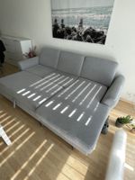 Ecksofa in Flachgewebe Hellgrau