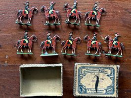 Blei- Zinnsoldaten in orig. Schachtel Reitertruppe, antik