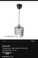 Suspension IKEA SOLKLINT verre gris 22 cm d'occasion